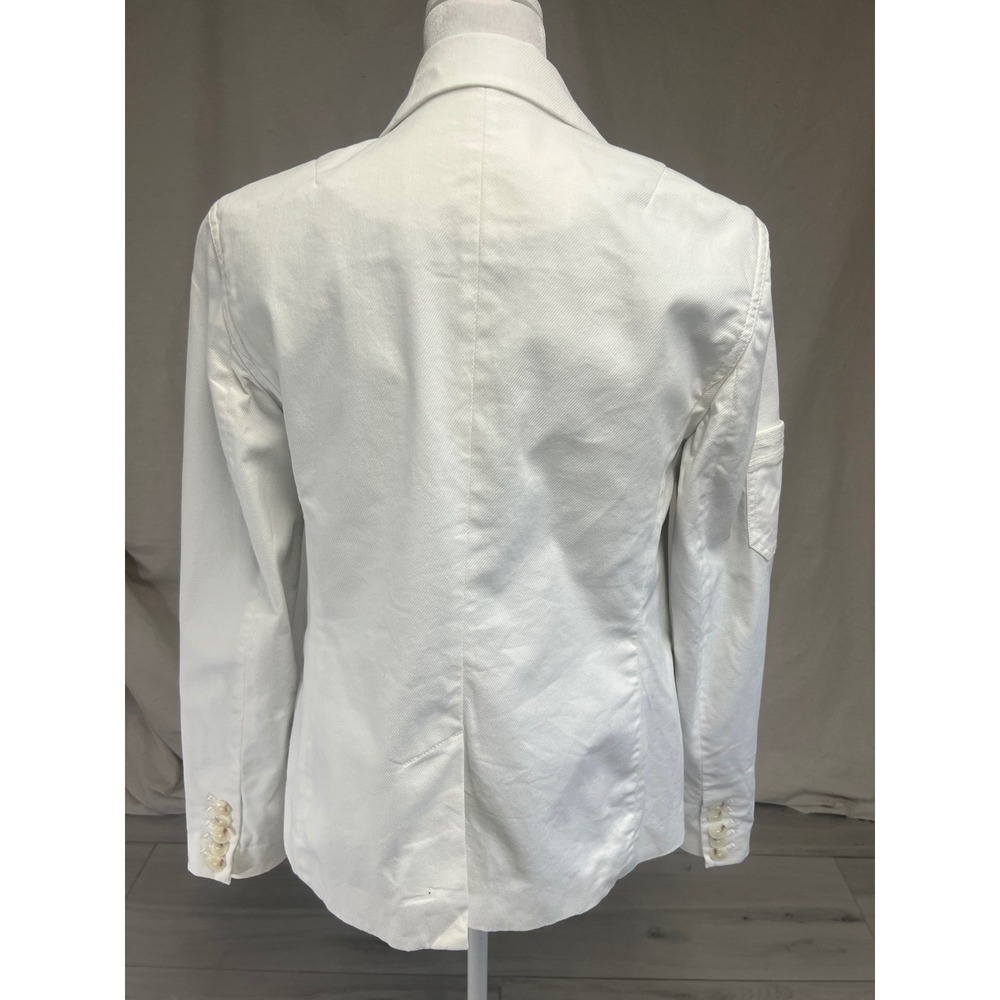 Anthropologie Cottagecore Blazer Jacket White Cargo Pocket Sz 6 Military Coastal - Picture 5 of 10